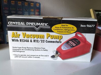 Central Pneumatic, Air Vacuum Pump With R134A & R12/22 Connectors. Item # 96677