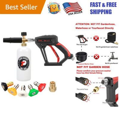 #ad Versatile Foam Cannon Pressure Washer Gun 4000 PSI 1.57” Width 1 Liter Tank $56.97
