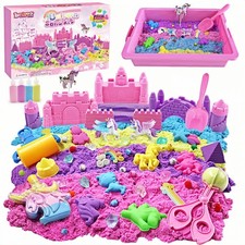Unicorn Sensory Bin Sand Kit - 155 Pcs with 3lbs Sand, 9 Castle 8 Unicorn M...