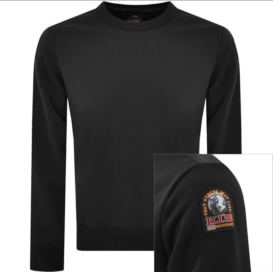 PARAJUMPERS K2 CREW NECK COTTON FLEECE SWEATSHIRT BLACK M RRP £160 BNWT
