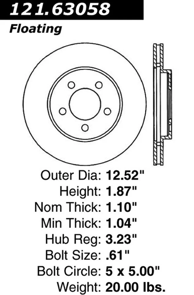 Rotor de freno estándar Centric Parts 121.63058 C-Tek para 04-08 Chrysler Pacifica Foto 3 de 4