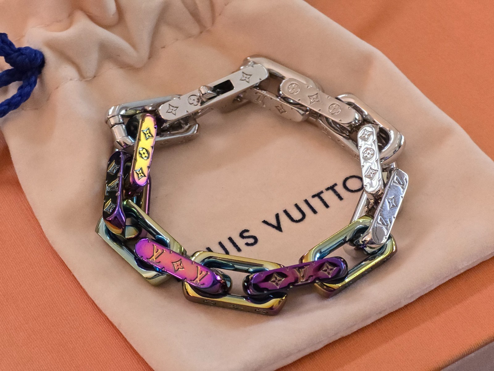 LOUIS VUITTON MONOGRAM CUBA CHAIN RAINBOW BRACELET M69467 UNISEX - SIZE M - NEW! image 2