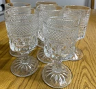VTG Anchor Hocking WEXFORD Glasses 6 oz Juice Wine Stemmed  Clear Ornate Set/6