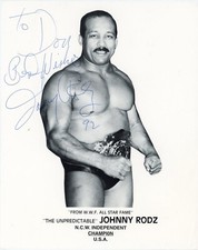 Johnny Rodz- Signed B&W Photograph (Wrestler)