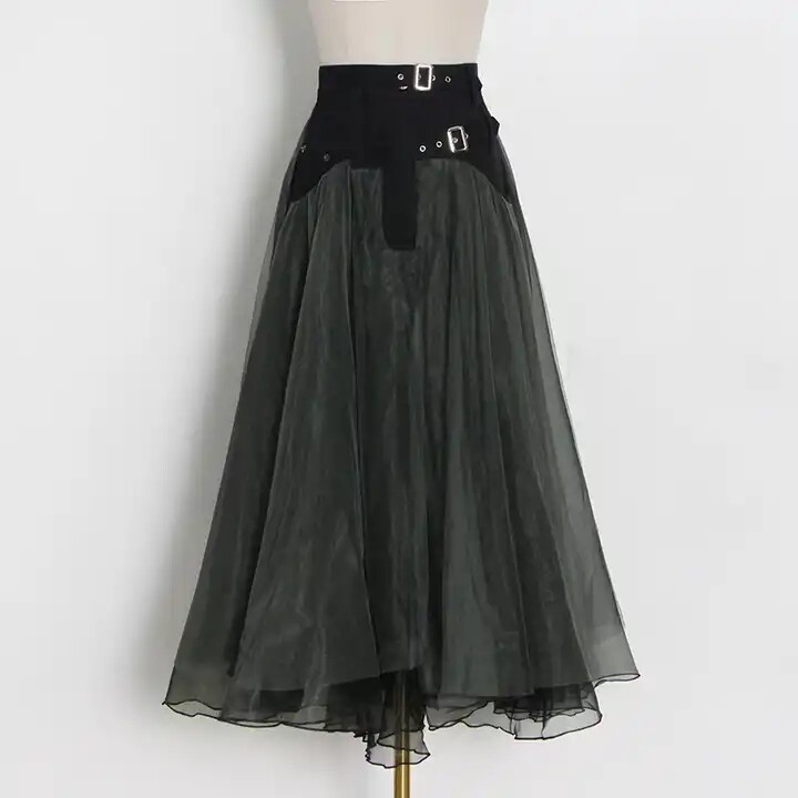 Cintura Gótica Estilo Vintage Fiesta Elegante Damas Punk Malla Falda Tul Capas Altas