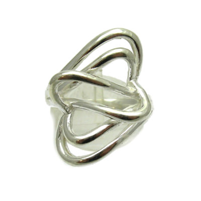 Stilvoller Sterling Silber Ring gepunzt massiv 925 Doppelherz Handarbeit Kaiserin