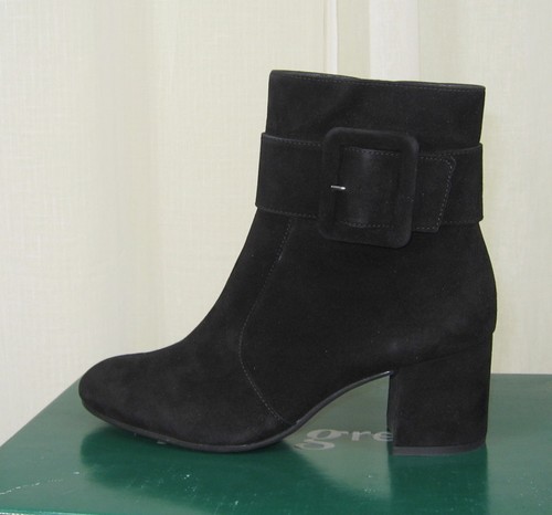 NIB PAUL GREEN Natalia Buckle Black Suede Ankle Boots Heel/Side Zip US 7/UK 4.5 - Picture 7 of 12