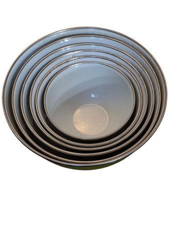 Vintage Avocado Green Enamelware Nesting Mixing Bowls – Set of 6 - Picture 2 of 8