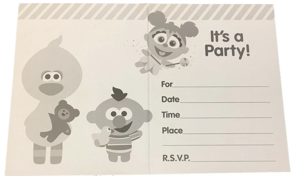 Invitaciones de fiesta de primer cumpleaños para bebés de Plaza Sésamo Elmo 10 tarjetas JL Foto 3 de 3