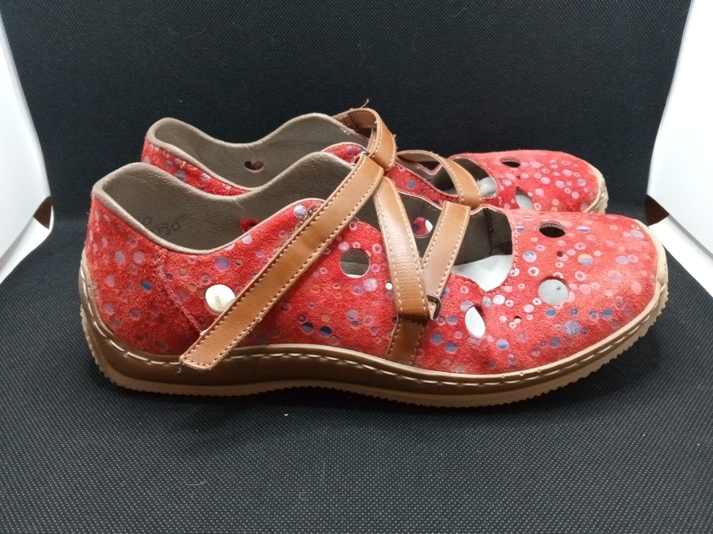 Reiker Antistress Shoes Womens 39 Red Polka Dot Mary Jane Flats Slip On Comfort