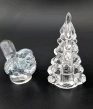 Biedermann Mini Glass Candleholders Fir Tree And Bird Christmas Tree Clear 