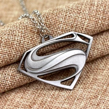 large SUPERMAN HERO MAN PROTECT pendant 22" Sterling Silver 925 necklace men boy