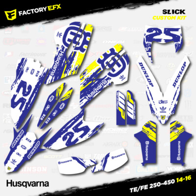 Blue & Yellow Slick Racing Graphics Kit fits Husqvarna 14-16 TE FE 250 450 TE250