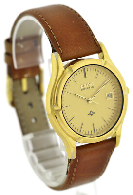 Seiko Kinetic vergoldete Vintage Unisexuhr (38mm) Ref. 5M22-8A80