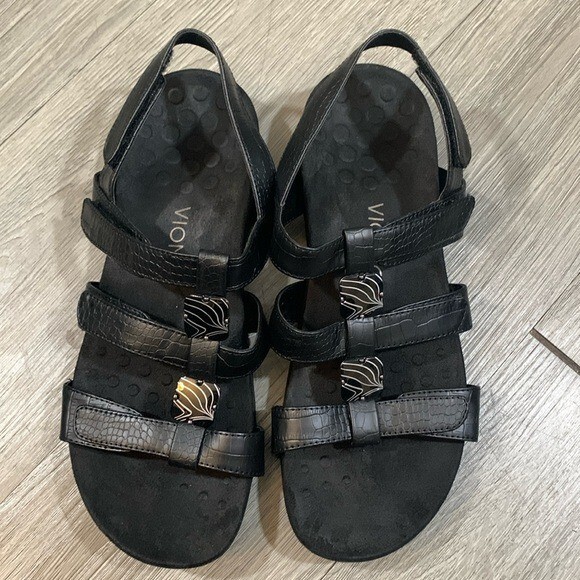 Vionic Black Amber Adjustable Strap Walking Sanda… - image 1