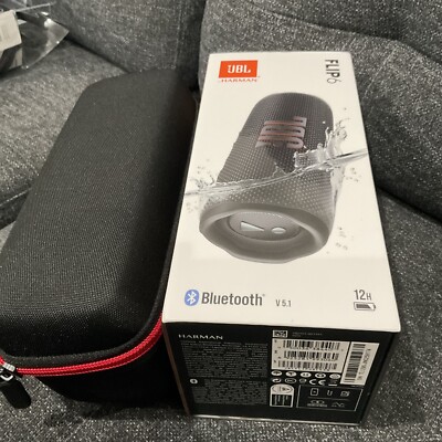 JBL Flip 6 Black Portable Bluetooth Speaker and Divvi Case Kit | eBay