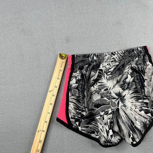 Nike Dri Fit Shorts Youth Girls Medium 6 Active Black Pink Floral Lined Gym - Picture 5 of 7