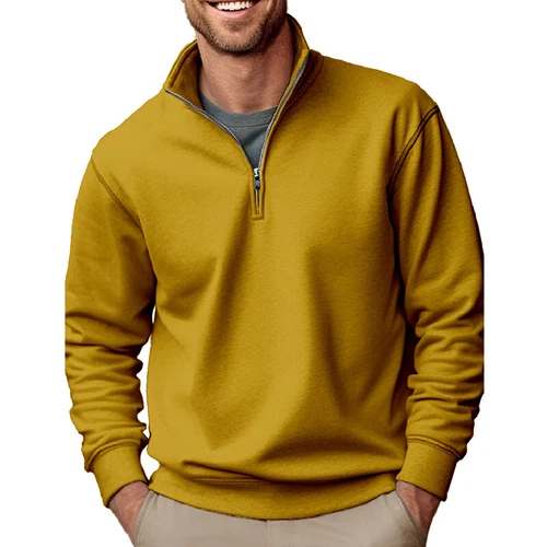 Herren lässig Baggy einfarbig Stehkragen T-Shirt Fleece 1/4 Reißverschluss Sweatshirt Tops - Bild 7 von 33