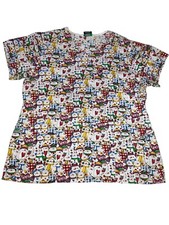 WS Gear Scrub Top Christmas Winter Snowman Women  s Size M