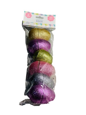 Charmed Glittery Plastic Easter Eggs, 6ct   2.16 Inches Tall