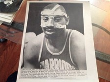 WILT CHAMBERLAIN 1964 MASK NBA BASKETBALL PHOTO SAN FRANCISCO WARRIORS LEGEND