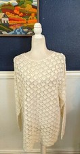 VTG Cape Isle Knitters Hand Knitted Oversized Sweater Cotton Blend Sz Large L