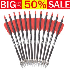 12pcs 7.5inch Crossbow Bolts Carbon Arrows 2" Vanes Hunting 2-Blade Broadheads
