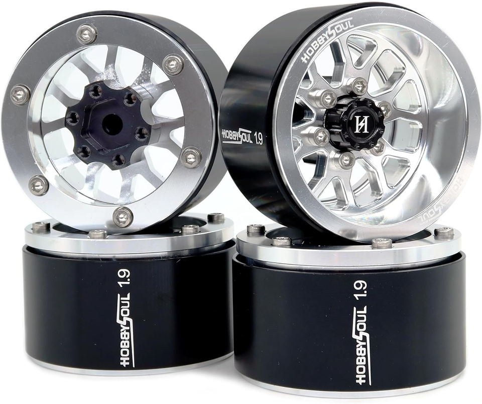Hobbysoul 2pc Aluminum Alloy Wheel Rims For 1/10 RC Cars - 12mm Hex, Adjustable Offset, For Drift & Touring