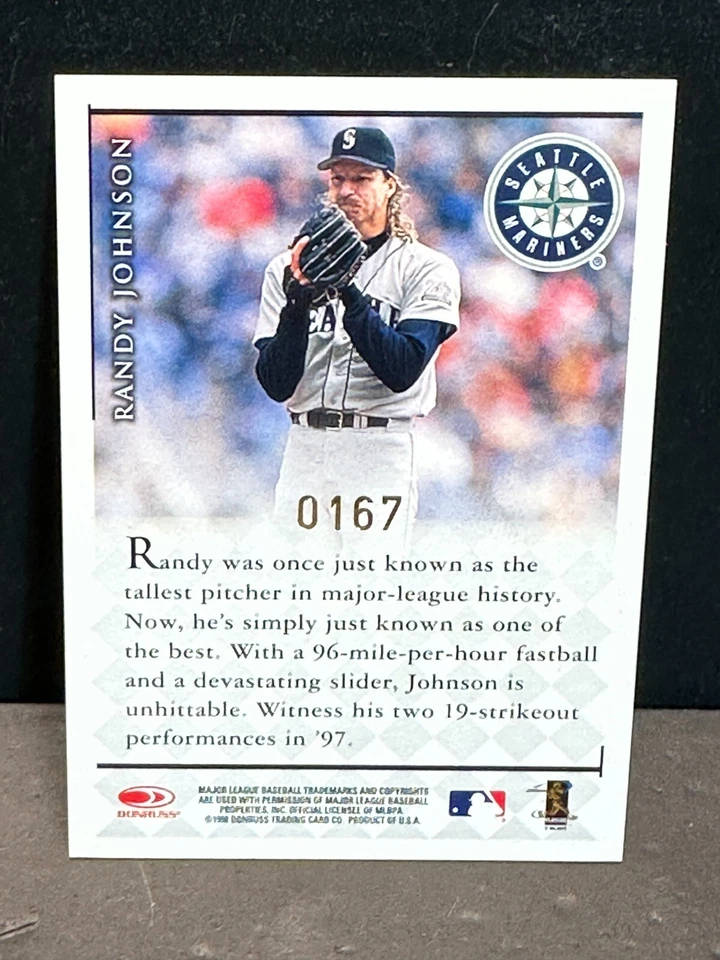 Randy Johnson 1998 Donruss Signature Series Auto Millennium Marks /800 HOF - Image 2 of 2