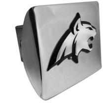 montana state bobcat emblem on shiny chrome trailer hitch cover usa made
