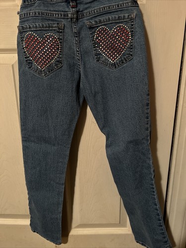 Jordachre Skinny Jeans Glitter Hearts Sz 7 - Picture 2 of 4