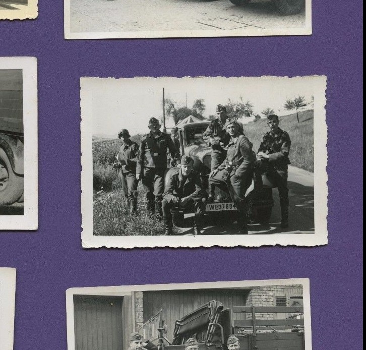 Luftwaffe Soldiers Posing on Roadside w/Truck - Vintage German War WWII Photo