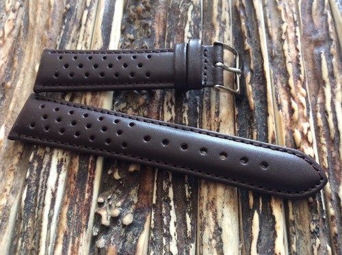 Cinturino vintage forato in pelle 20mm modello Rally Racing watch band  strap | eBay