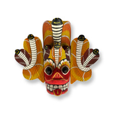 Wooden Mask Traditional Ceylon Devil Hand Carved Wall Hanging Home Decor New
