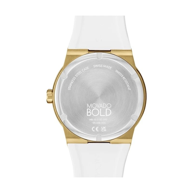 MOVADO BOLD FUSION 3600899 ДВУХЦВЕТНЫЙ ЗОЛОТОЙ БЕЛЫЙ СИЛИКОНОВЫЙ РЕМЕШОК 44 ММ МУЖСКИЕ ЧАСЫ - Изображение 3 из 4