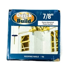 Quick Build 78EGPLCP1LB Plastic Cap Roofing Nails 7/8 in 12ga, 1 lb Pack