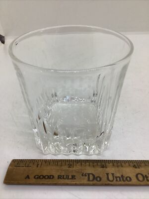 Vintage Chivas Regal 12 Whiskey Rocks Glass Clear & Etched Logo Fluted Base