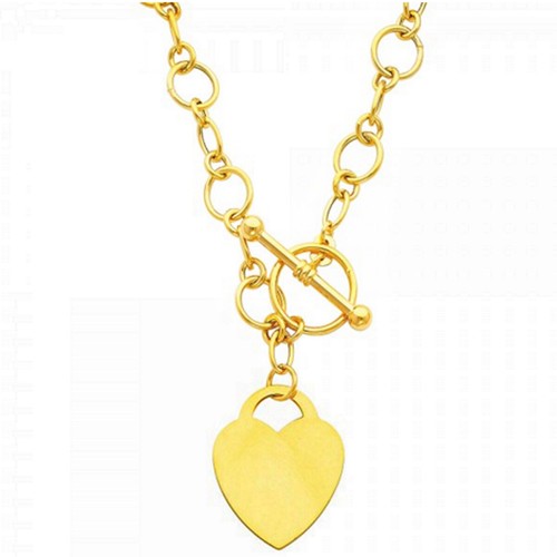 14K Solid Yellow Gold Heart Toggle 