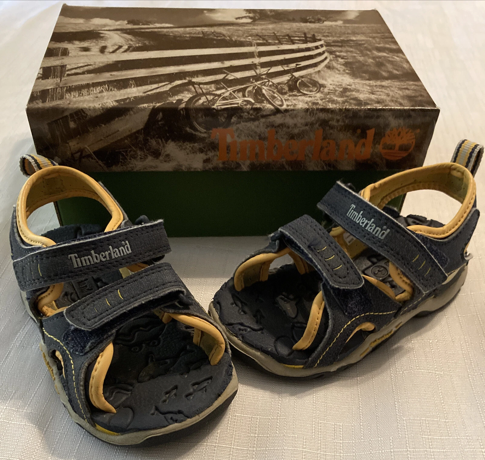 Timberland Sandali Bambini Rock Skipper 65815M Scarpe Giallo Navy Sport Taglia 8