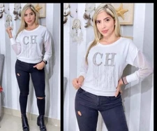 ropa de moda para mujer blusas manga larga transparente 