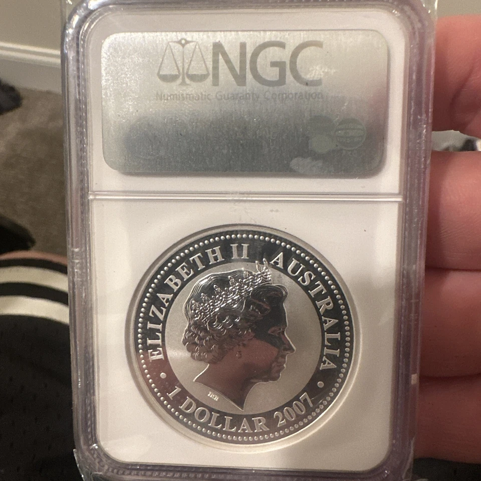 2007 SILVER AUSTRALIA 1 OZ $1 2008 YEAR OF RAT LUNAR COIN NGC MS 70 RARE - Image 4 of 4