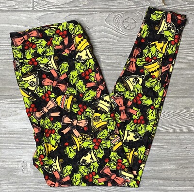 NEW LulaRoe TC2 Christmas Holiday Leggings Holly Bells Bows