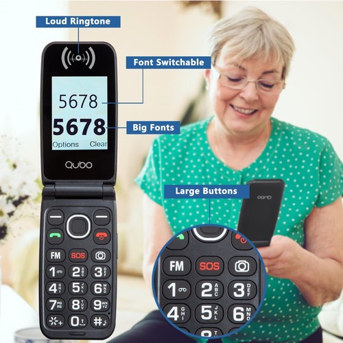 Téléphone à Clapet Téléphone Portable Senior GSM pour Personnes âgées écran 2... - Imagen 5 de 7