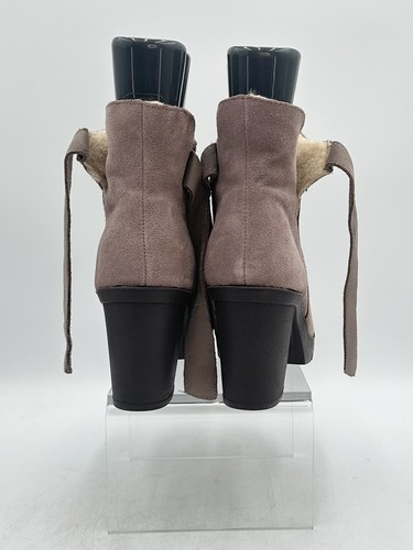 BEARPAW Winter Suede Bootie Heeled Boots Sz 9 Tan Wool Shearling Insulated EDEN - Picture 7 of 18
