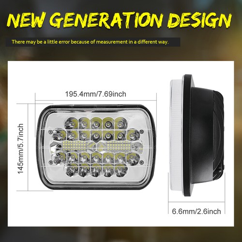 For Chevy Express Cargo Van 1500 2500 3500 Pair 7x6 5x7 LED Headlights Hi/Lo DRL - Picture 2 of 10