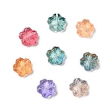200 pcs Flower Transparent Normal Glass Beads Spacer Jewelry Making 13x13.5x6mm
