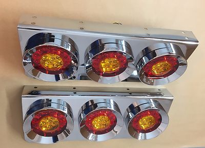 2x 24v Chrome LED Rear Tail Stainless Steel Lights Wagon Tractor 