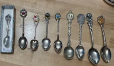 Lot of 9 Vintage Miniature Souvenir Spoons