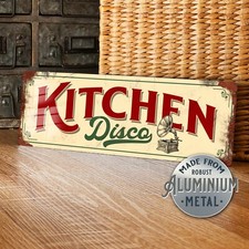 Kitchen Disco Metal Sign Plaque Vintage Retro Shabby Chic - 100x305mm