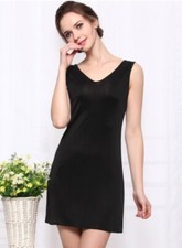 V Neck Dress Mulberry Silk Easy Matching For Women Smooth Breathable Sleeveless
